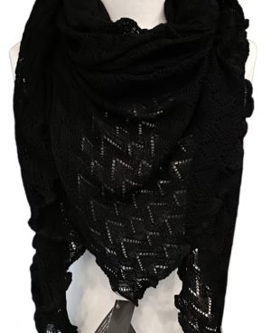 Invero Tørklæde Susi Black ensfarvet strikket tørklæde i den blødeste merino uld