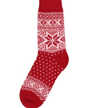 Danefæ Danestay Warm Wool Socks Red/White Lækre sokker  til de rigtige kolde dage. Behagelige og dejlige at have på.Nordisk mønster. Virkelig skønne sokker som uden tvivl bliver en favorit i vinter-garderoben. Sokkerne er lavet af en lækker lammeuldsblanding der består af 60% lammeuld, 37% nylon og 3% elastane.