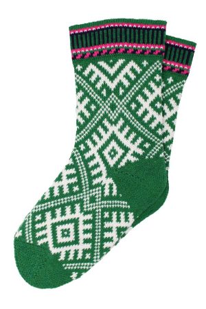 Danefæ Danechalet Wool Green /Offwhite  Lækre kraftig 100 % uld sokker til de rigtige kolde dage. Behagelige og dejlige at have på.Nordisk mønster. Virkelig skønne uld sokker som uden tvivl bliver en favorit i vinter-garderoben. Danefæ Danechalet Wool Green /Offwhite af 100 % lækker uld der er produceret i europa