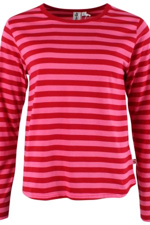 Danefæ Danebasic Spicy Red Danefæ Basic spicy red en lækker stribet bluse, i flot pink og og røde striber super behagelig pasform. Blusen har rund halsudskæring og lange ærmer. lækker kvalitet 100 % bomuld Match denne stribet bluse med en nederdel eller et par bukser, eller under en cardigan. Se vores også vores store udvalg af strømpebukser på shoppen.